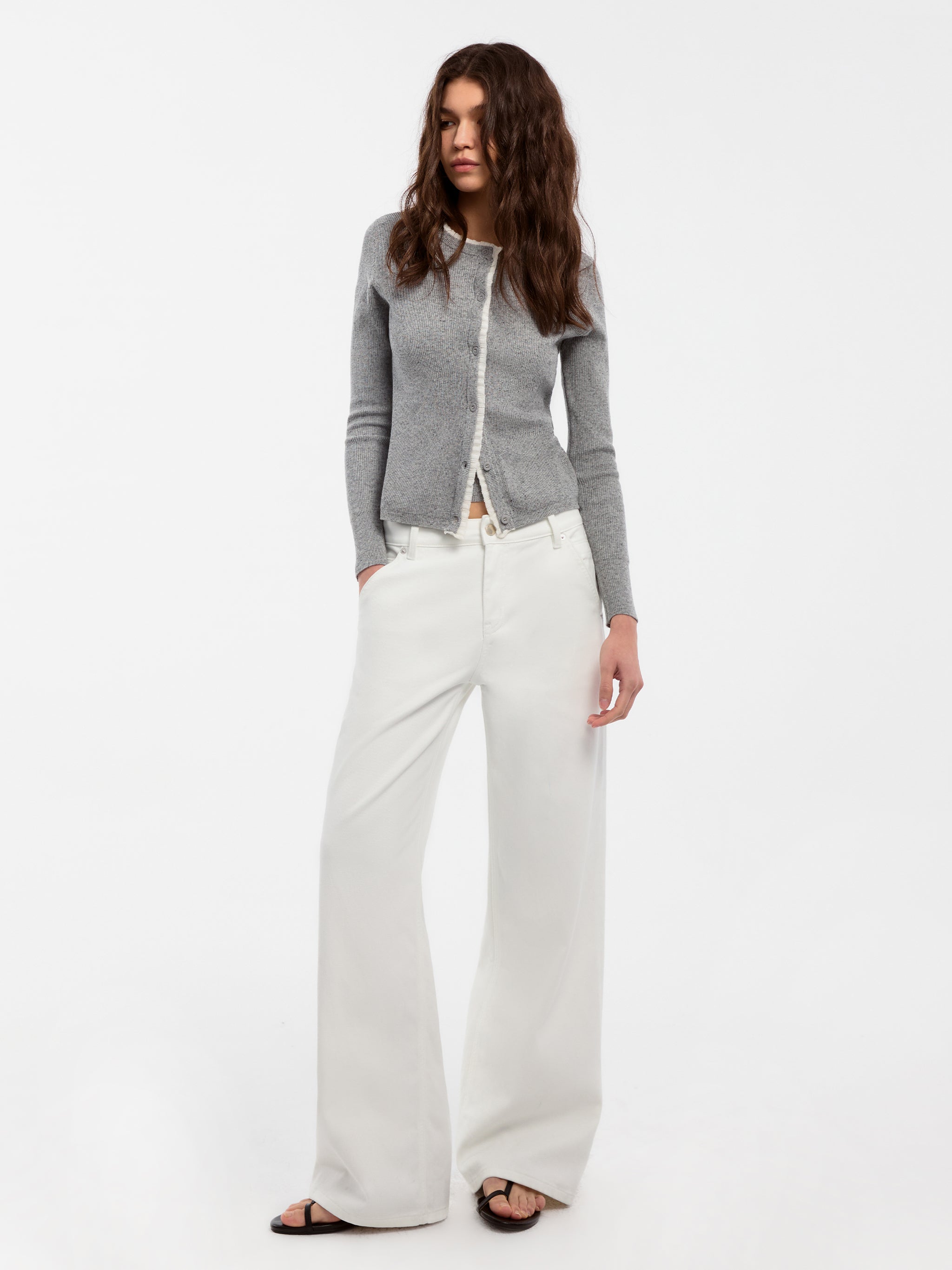 CUBIC Lace-trimmed Linen Knit Cardigan-8