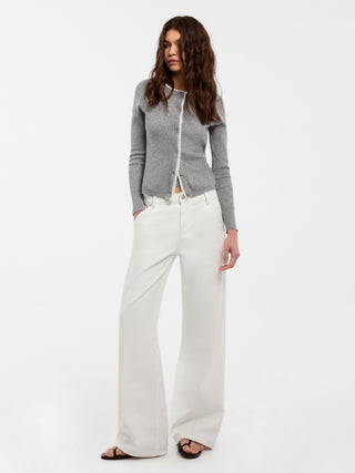 CUBIC Lace-trimmed Linen Knit Cardigan