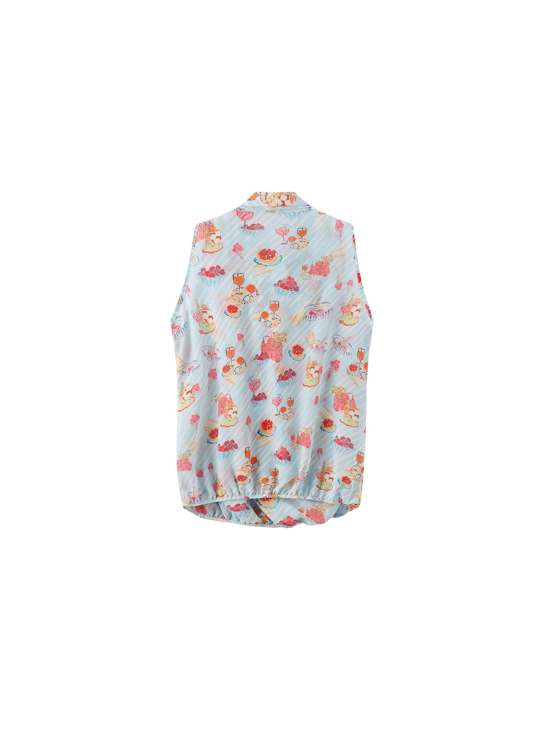V-Neck Sleeveless Top with Scarf Tie-9