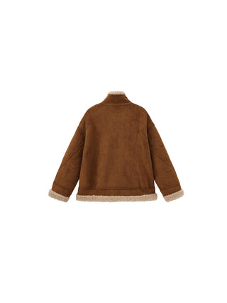 Cropped Oversized Faux Shearling Jacket