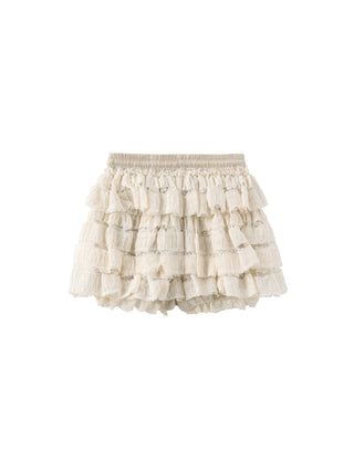 Lace Tiered Mini Skirt with Elastic Waist
