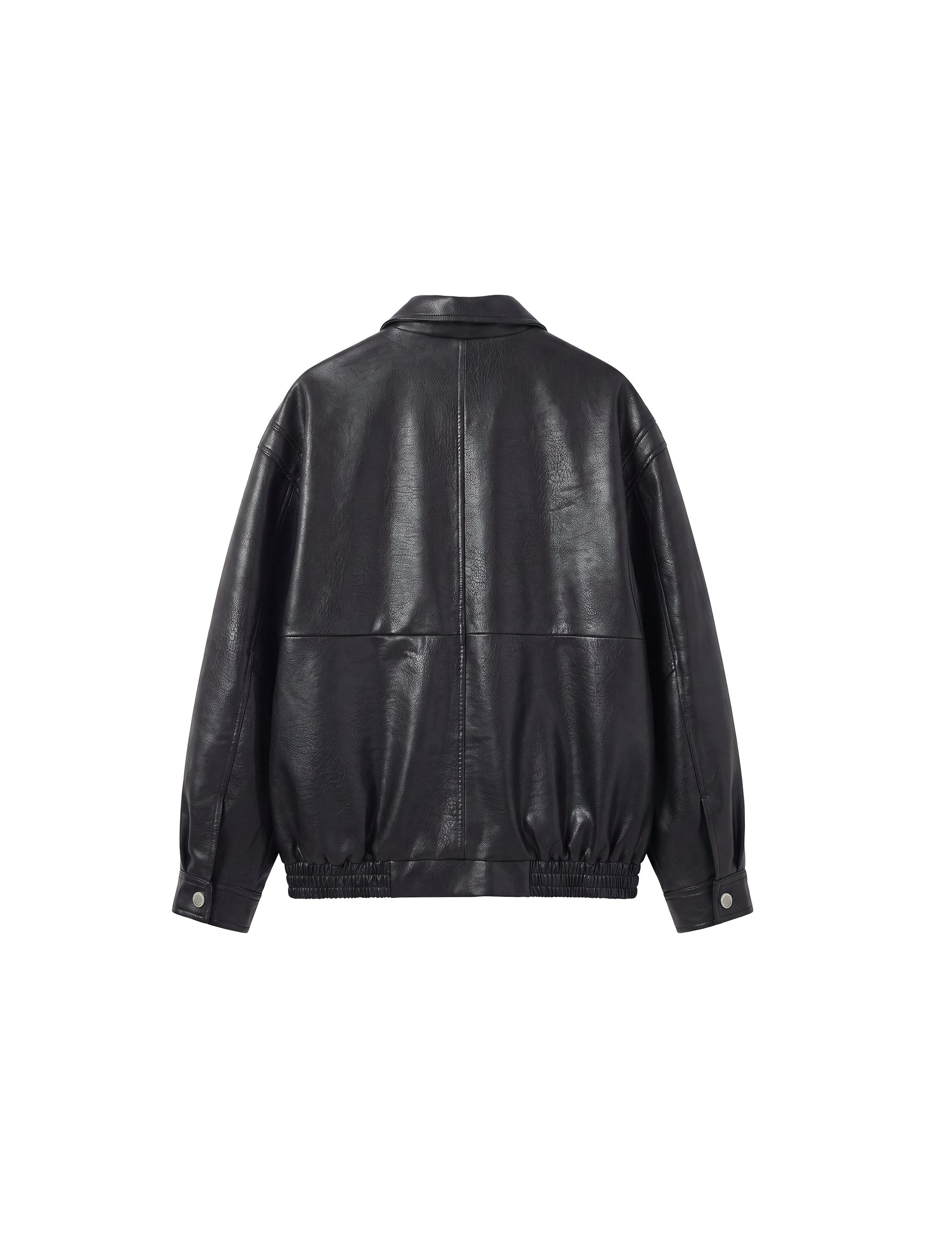 CUBIC Faux‑Leather Oversized Bomber Jacket-8