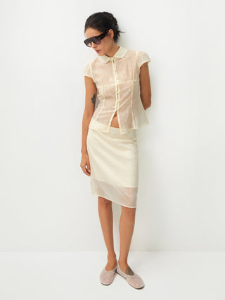 CUBIC Lyocell Semi-Sheer Fitted Blouse
