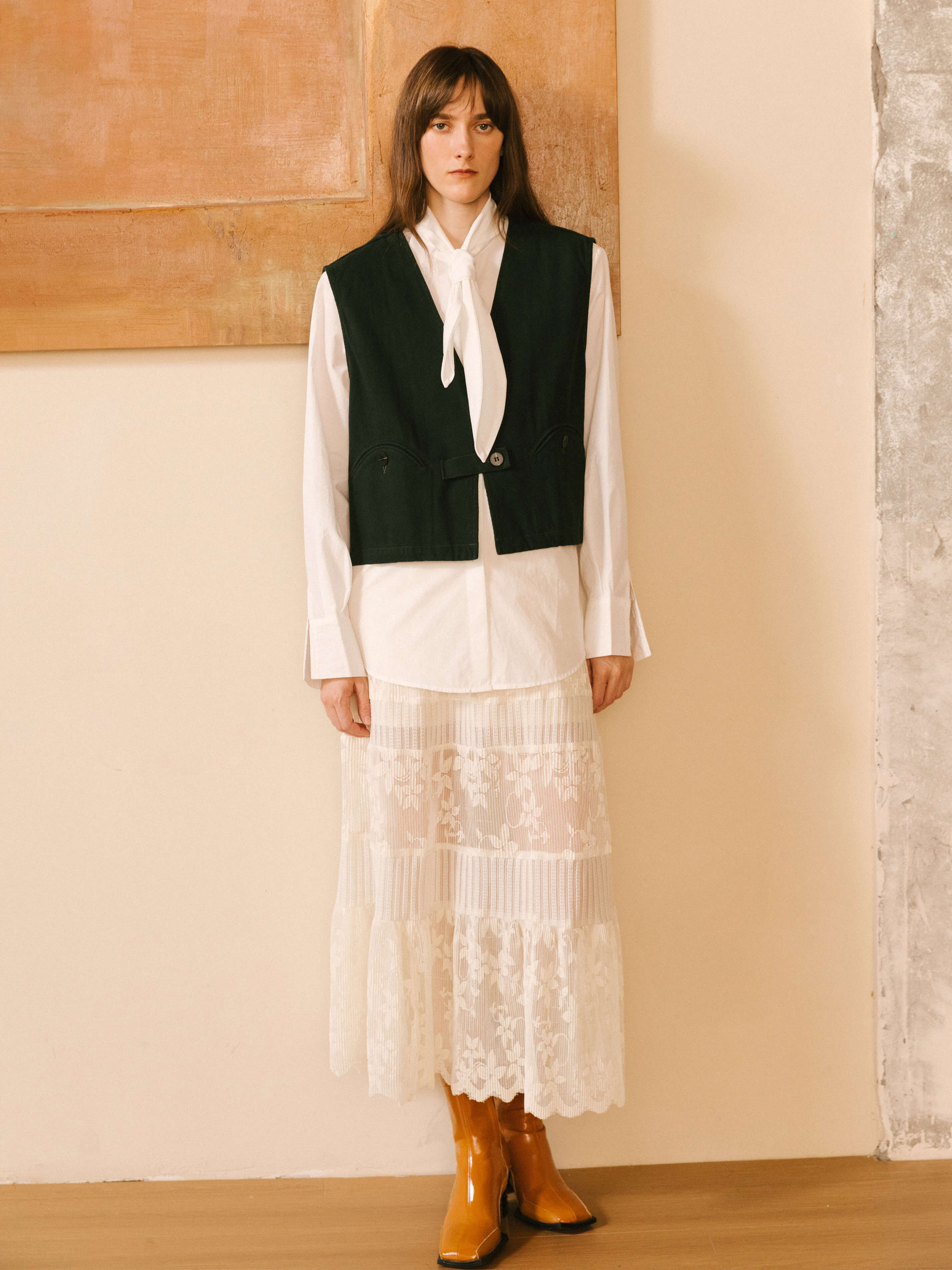 Cropped Double Breasted Twill Waistcoat-8