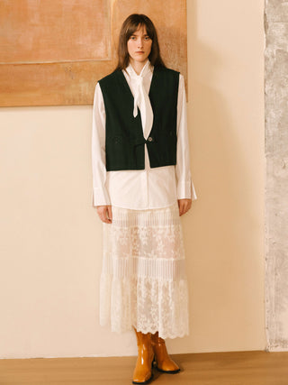 Cropped Double Breasted Twill Waistcoat