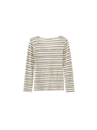 Front Slit Striped Long Sleeve Top