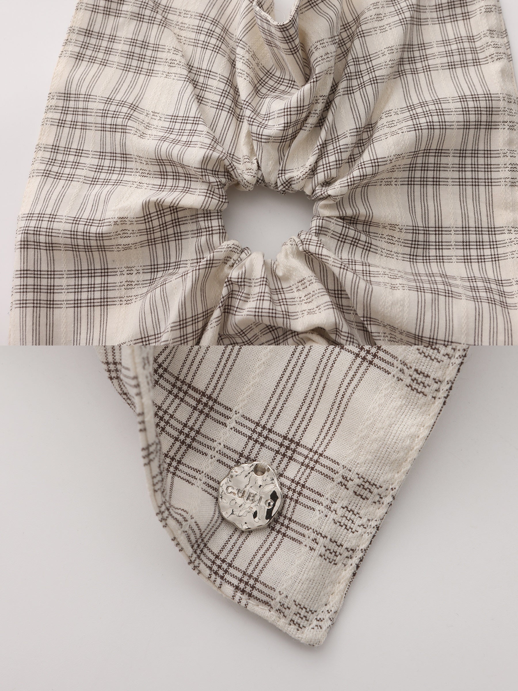 Lace Checkered Irregular Hair Scrunchies-9