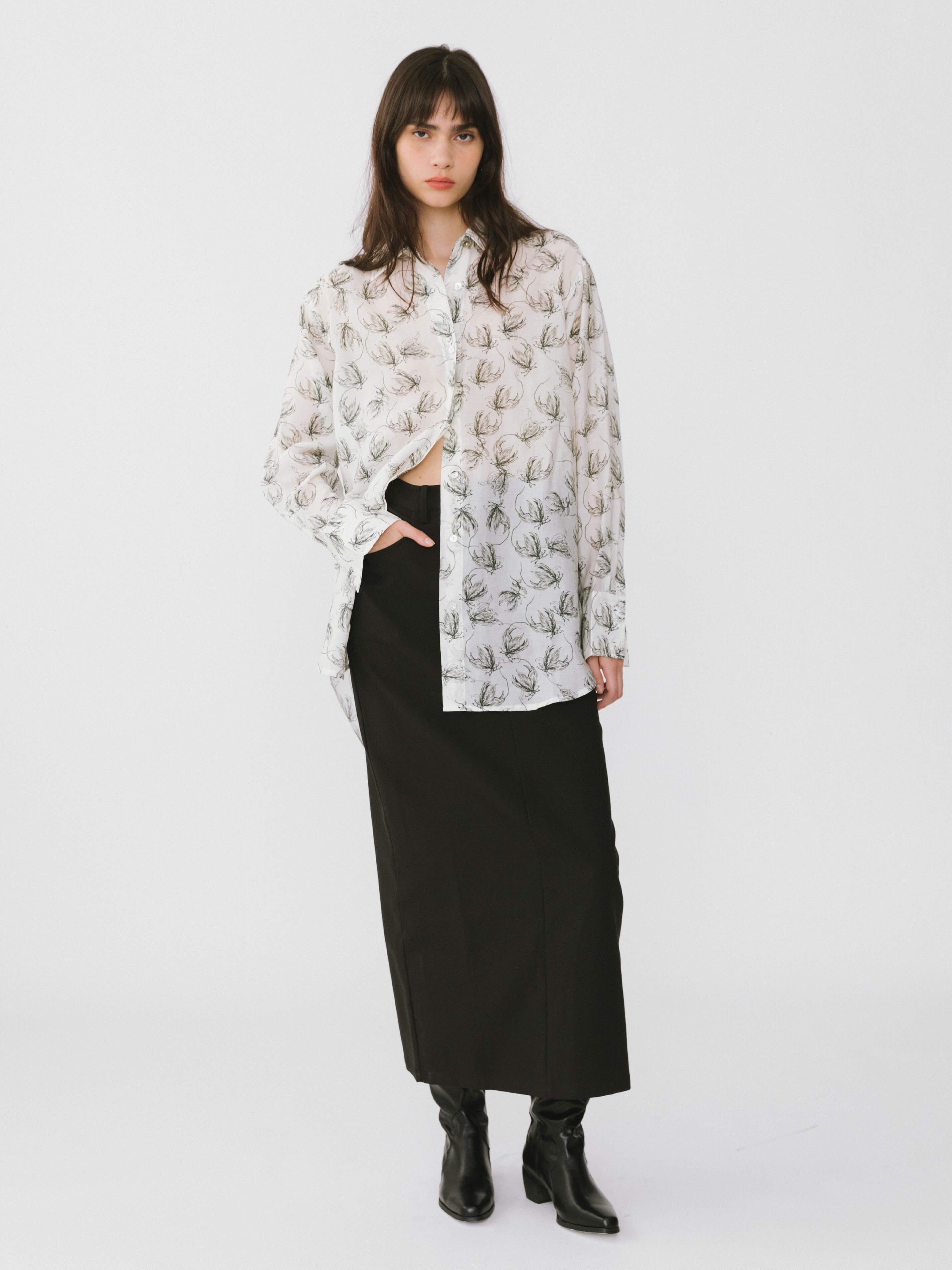 Loose Printed Sheer Shirt-6