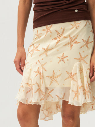 CUBIC Starfish Print Flare Midi Skirt