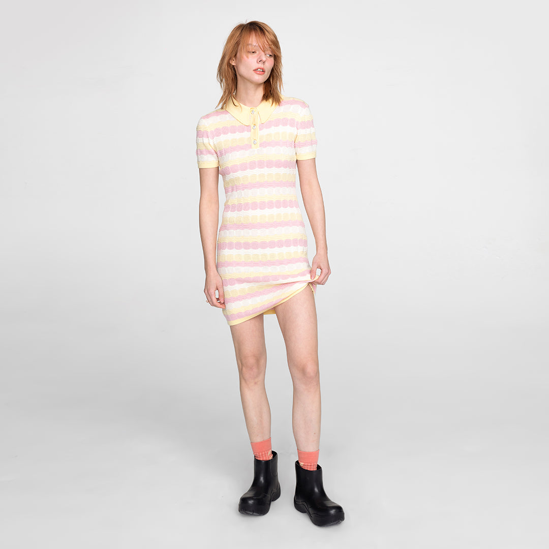 Polo Short Sleeve Striped Knit Dress-8
