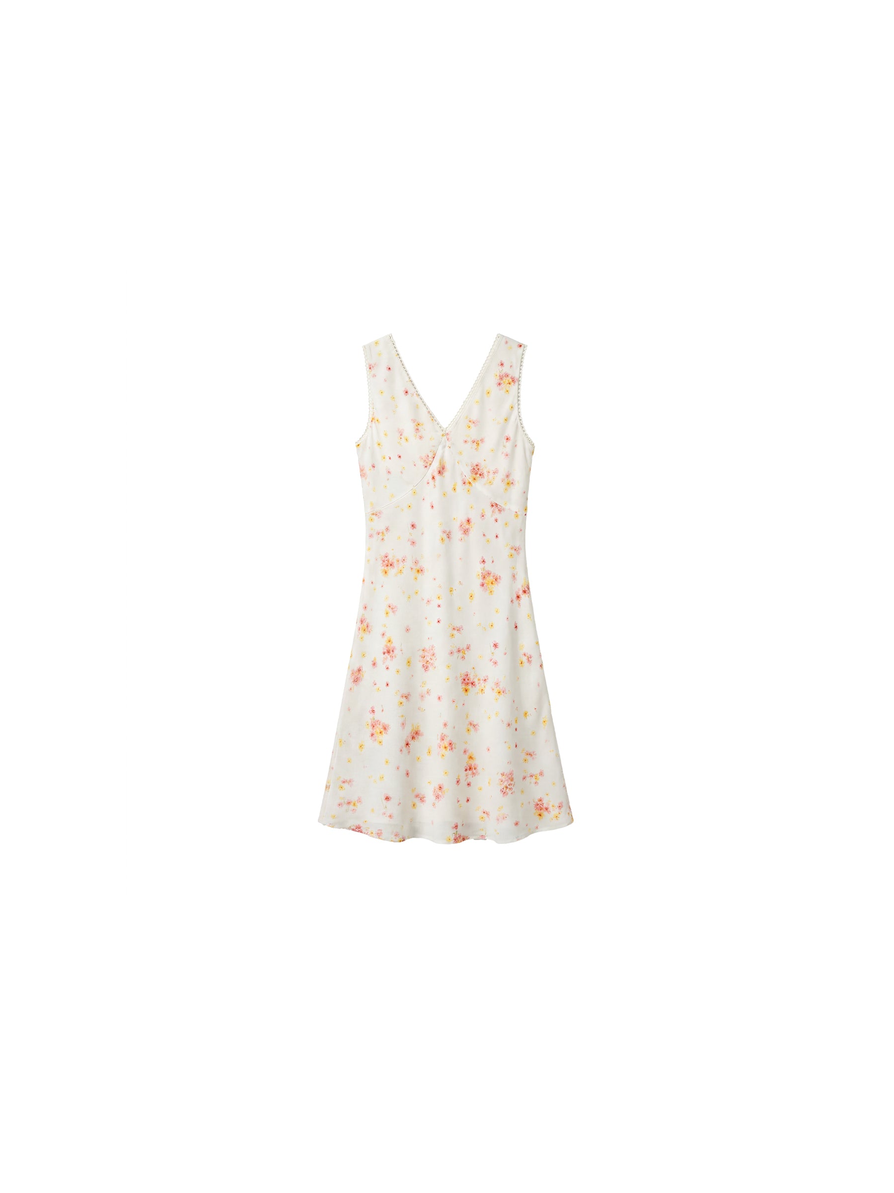 CUBIC Floral Lace Trim V-Neck Mini Dress-8
