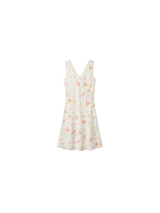 CUBIC Floral Lace Trim V-Neck Mini Dress
