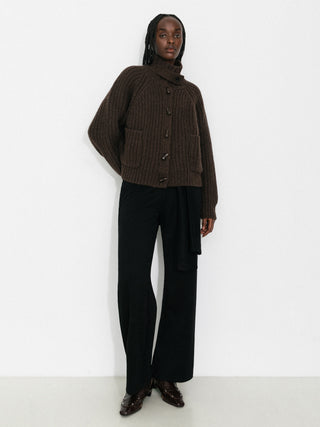 100% Wool Convertible Collar Short Cardigan Coat