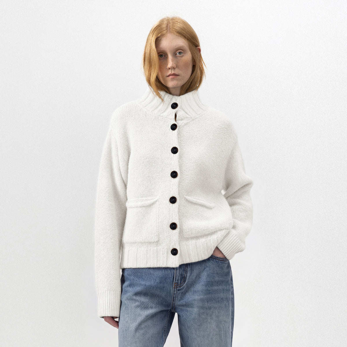 CUBIC High-Neck Chunky Knit Cardigan-8