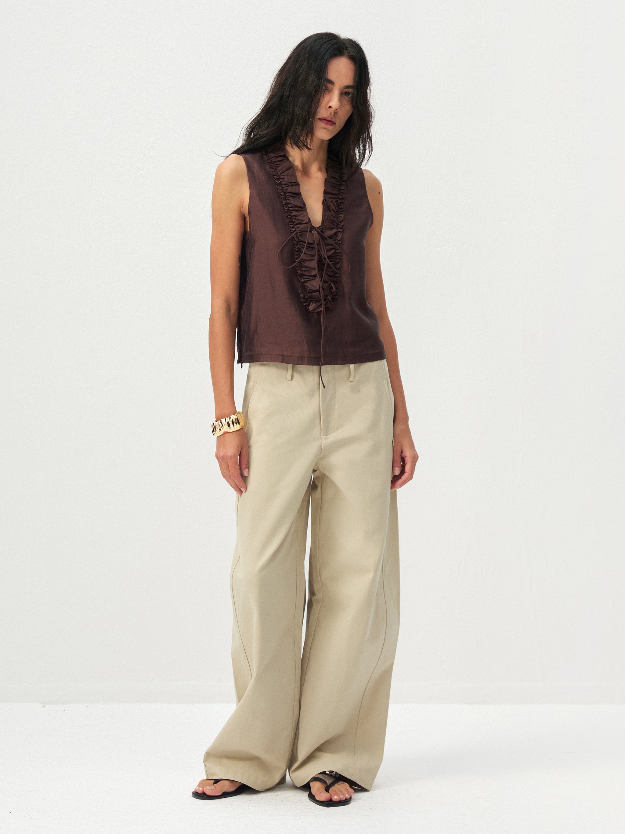 CUBIC 100%Cotton Casual Wide-Leg Trousers-8