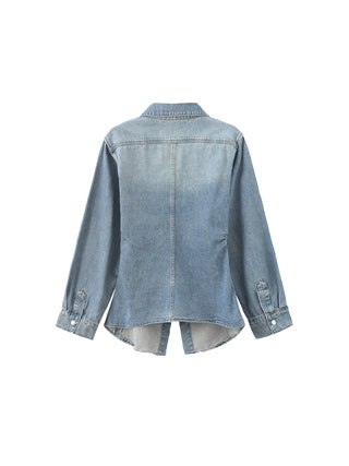 Blue Denim 100% Cotton Long Shirt