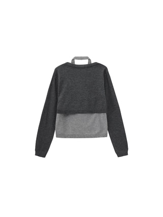 Minimal Color-Block Halter Two-Piece Top