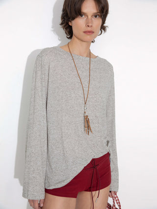 Loose Crew Neck Long Sleeve Knit Top