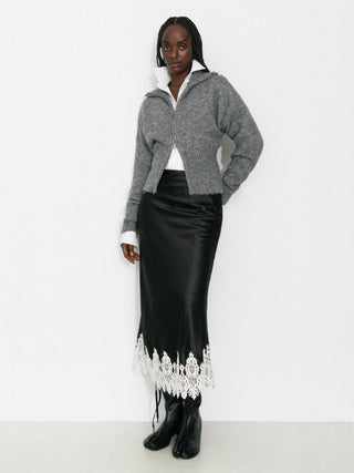 Retro Stand Collar Zip-Up Cardigan