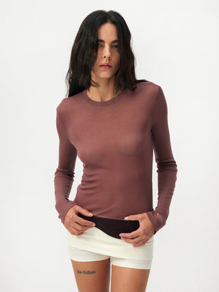 CUBIC Lyocell Sheer Long-Sleeve Top