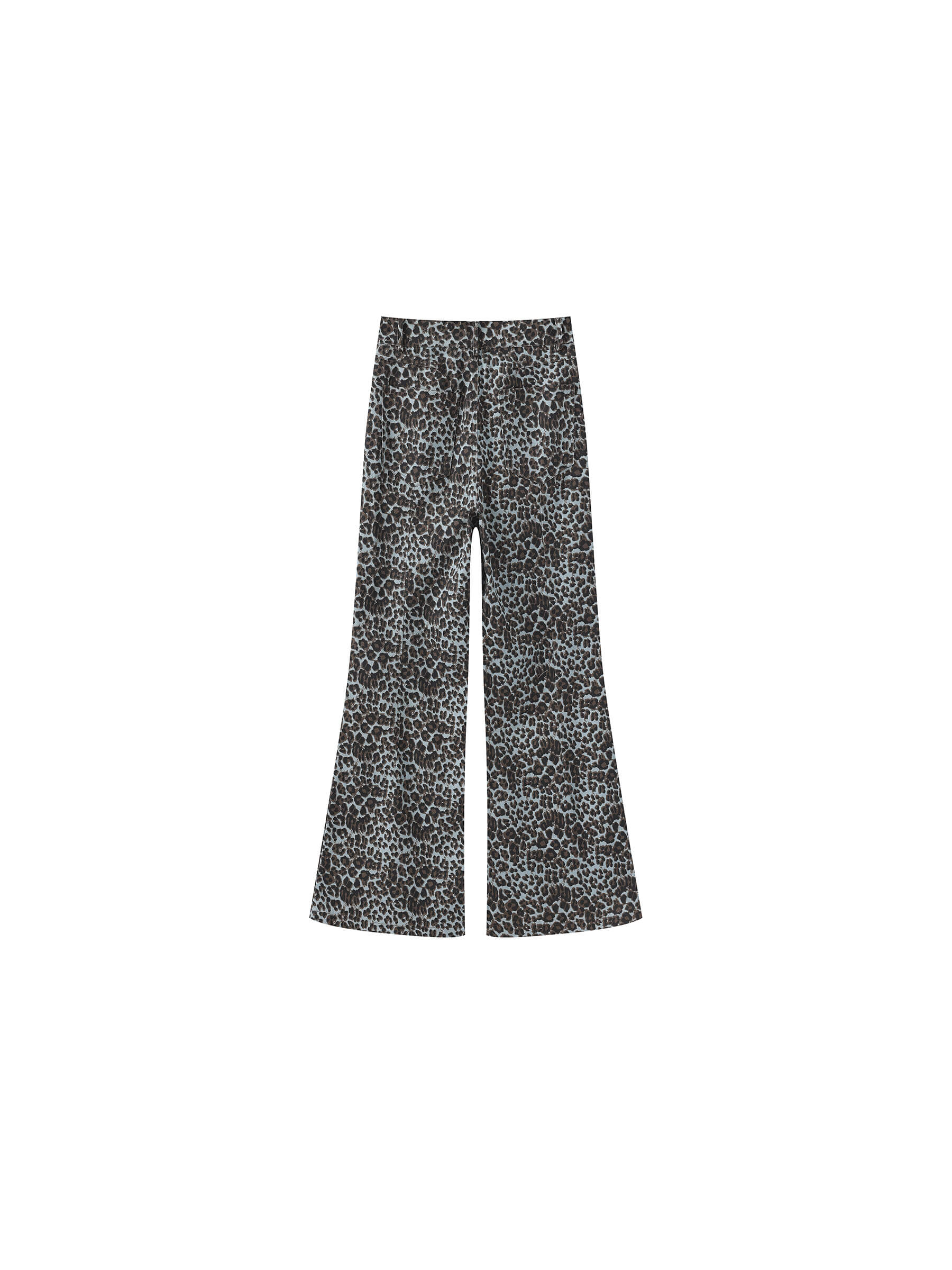 100% Cotton Leopard Print Flared Trousers-9