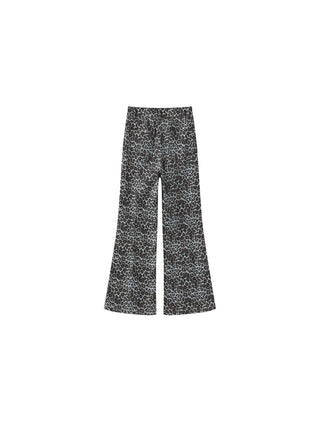 100% Cotton Leopard Print Flared Trousers