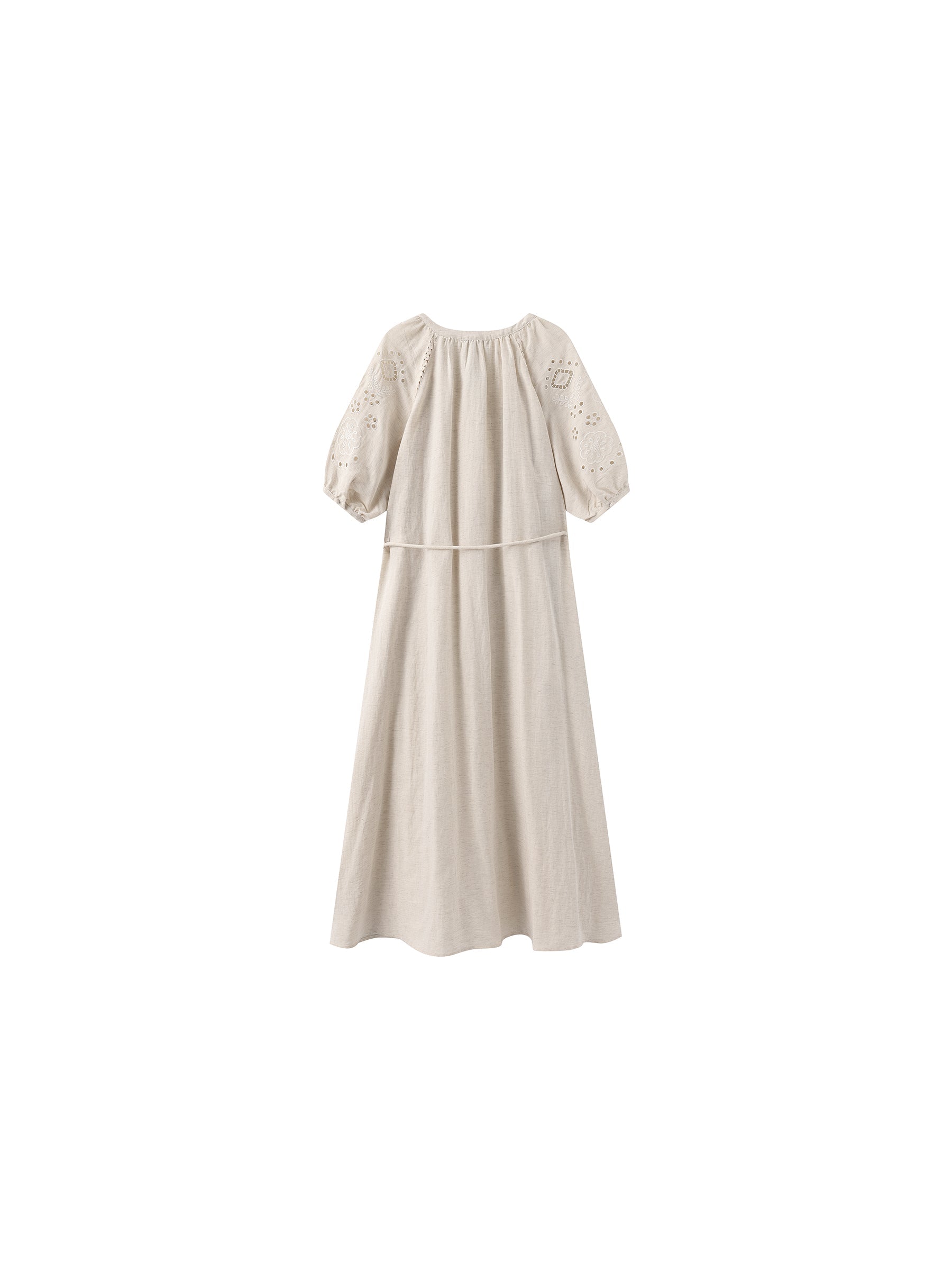 Loose-Fit Eyelet Embroidered Short-Sleeve Dress-8