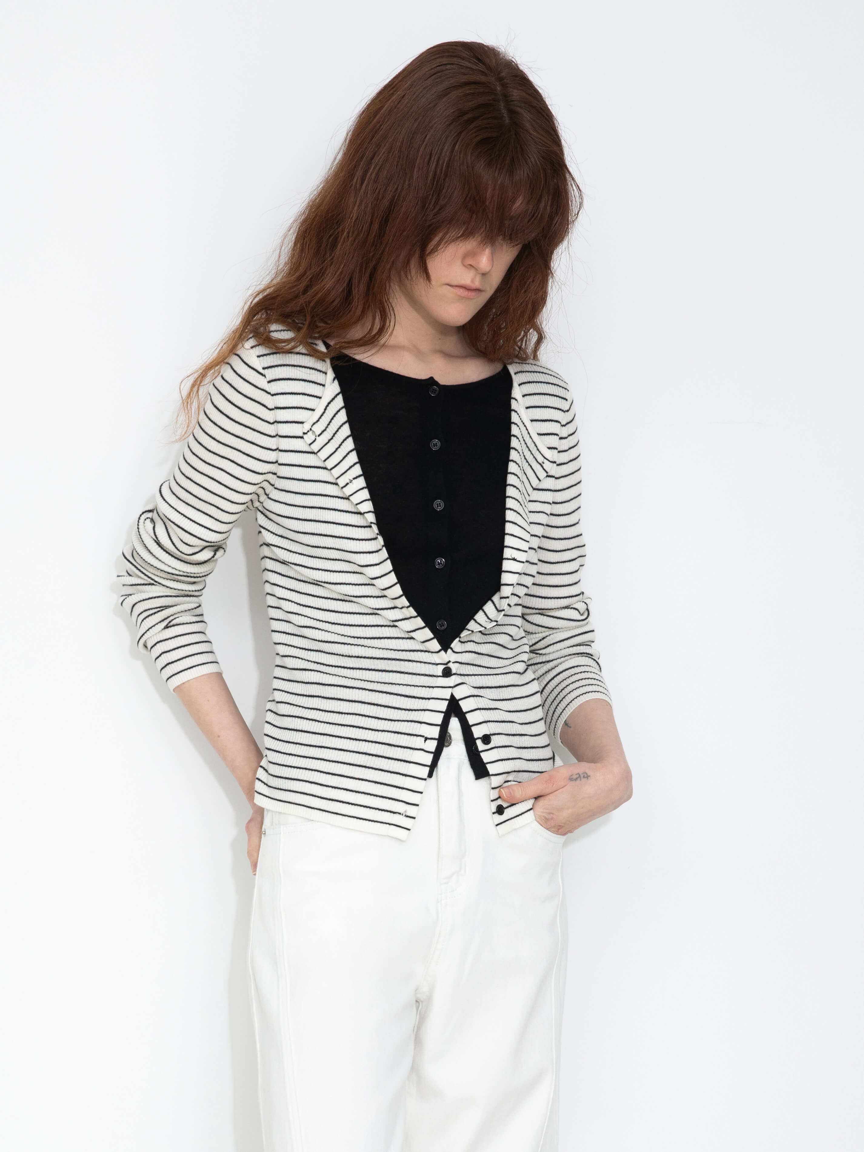 Slim-Fit Long Sleeve Layered Knit Cardigan-8