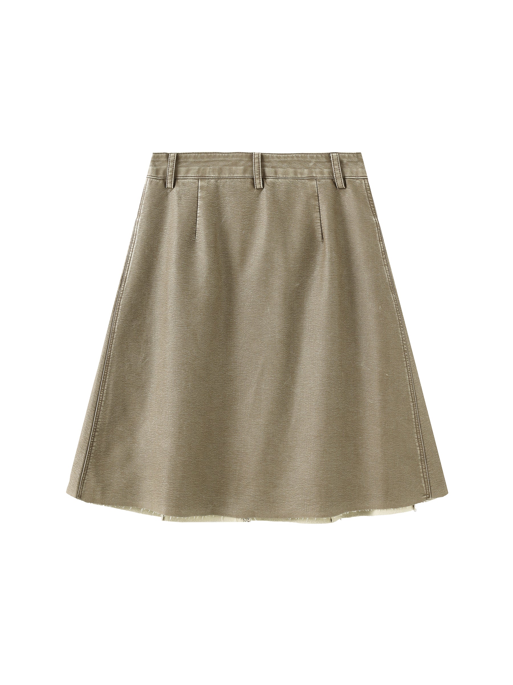 Raw Edge Pleated A-line Skirt-9