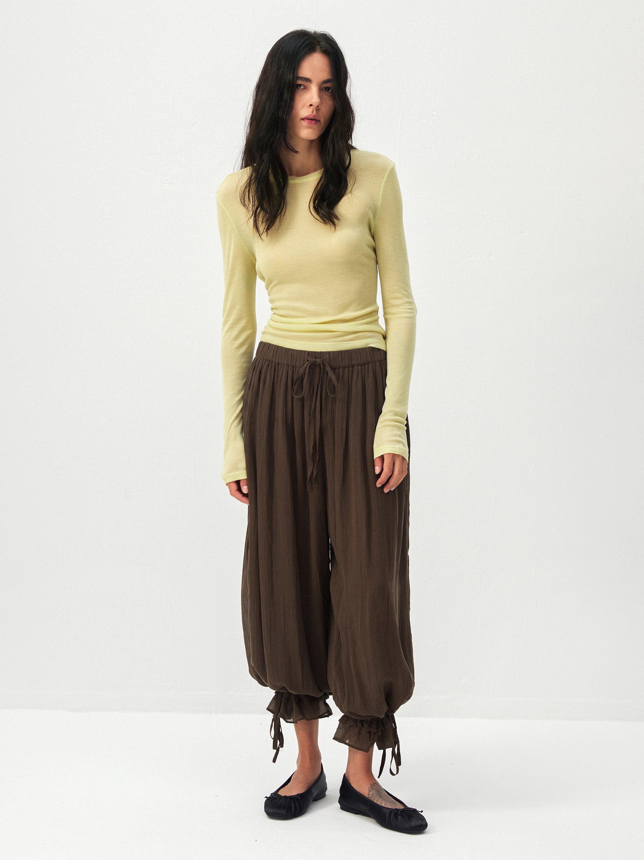CUBIC  Lyocell Lace Ruffled  Balloon Pants-8