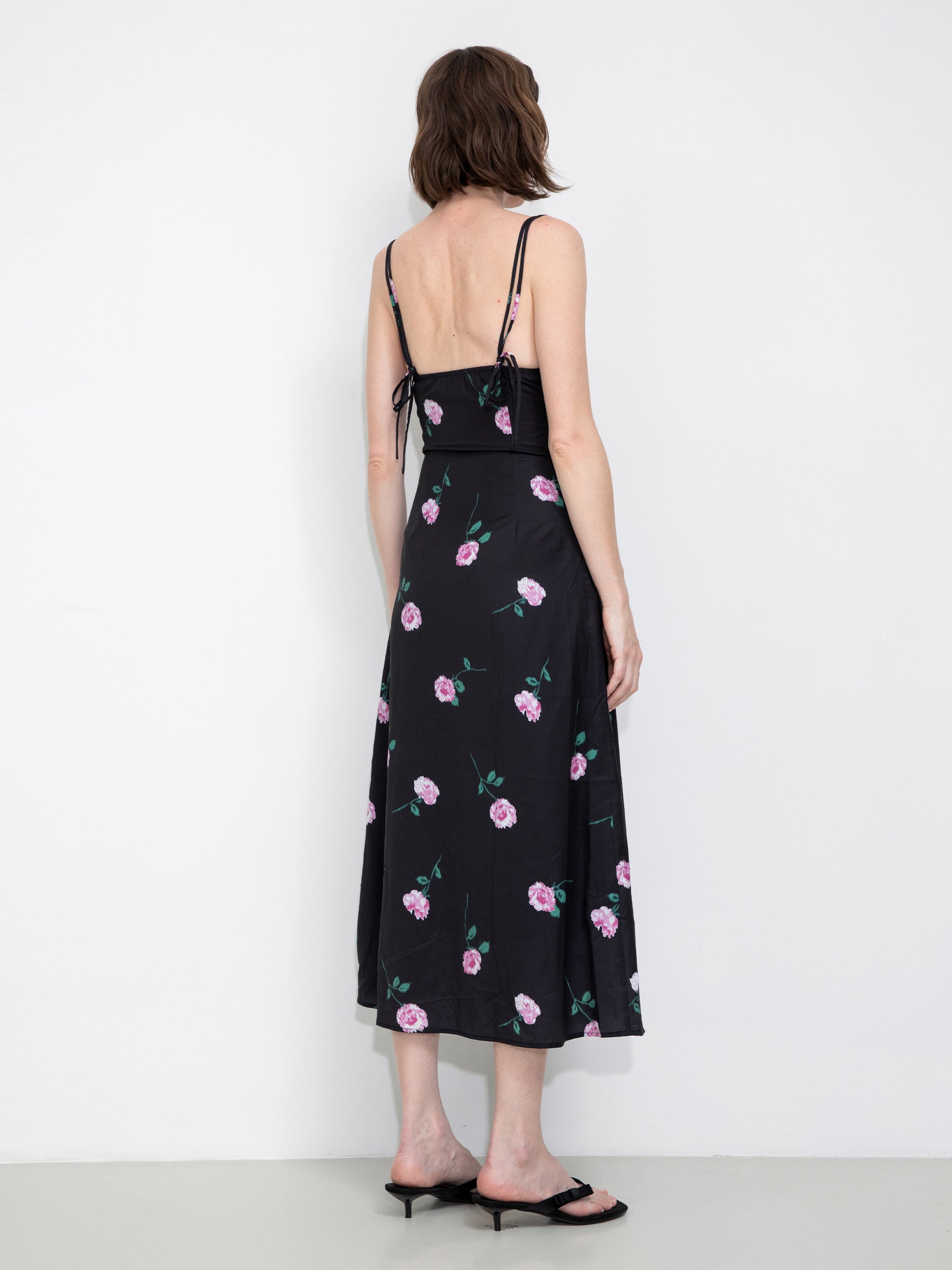 Rose Printed Fitted Sling Dress-8