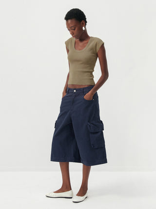 CUBIC Lyocell-Blend Minimalist U-Neck Top