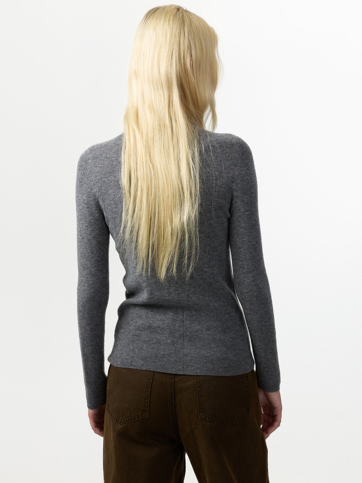 CUBIC 100% Wool Mock‑Neck Fitted Knit Top-8