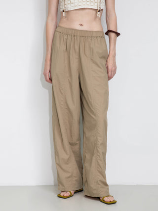 Loose-Fit Elastic Waist Tapered Trousers