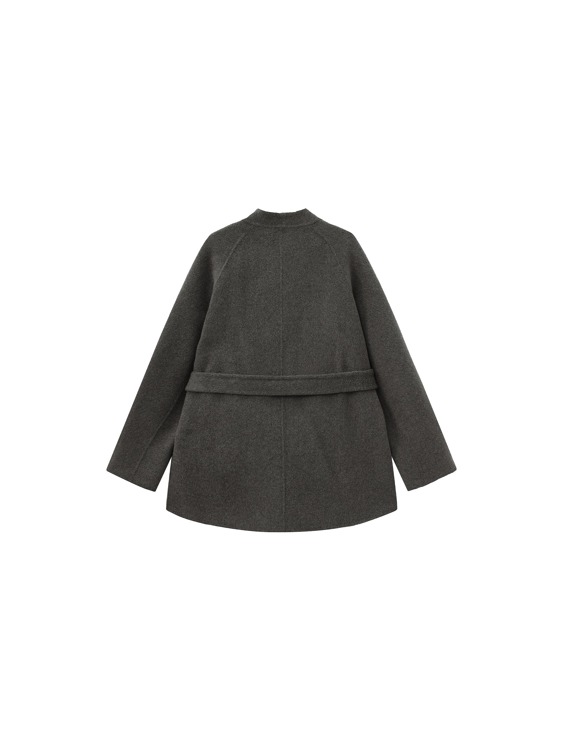 Loose-Fit Wool-Blend Stand-Collar A-Line Coat-8