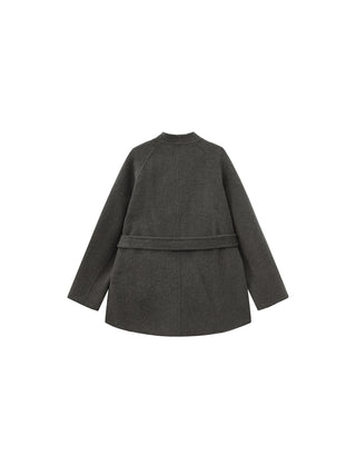 Loose-Fit Wool-Blend Stand-Collar A-Line Coat