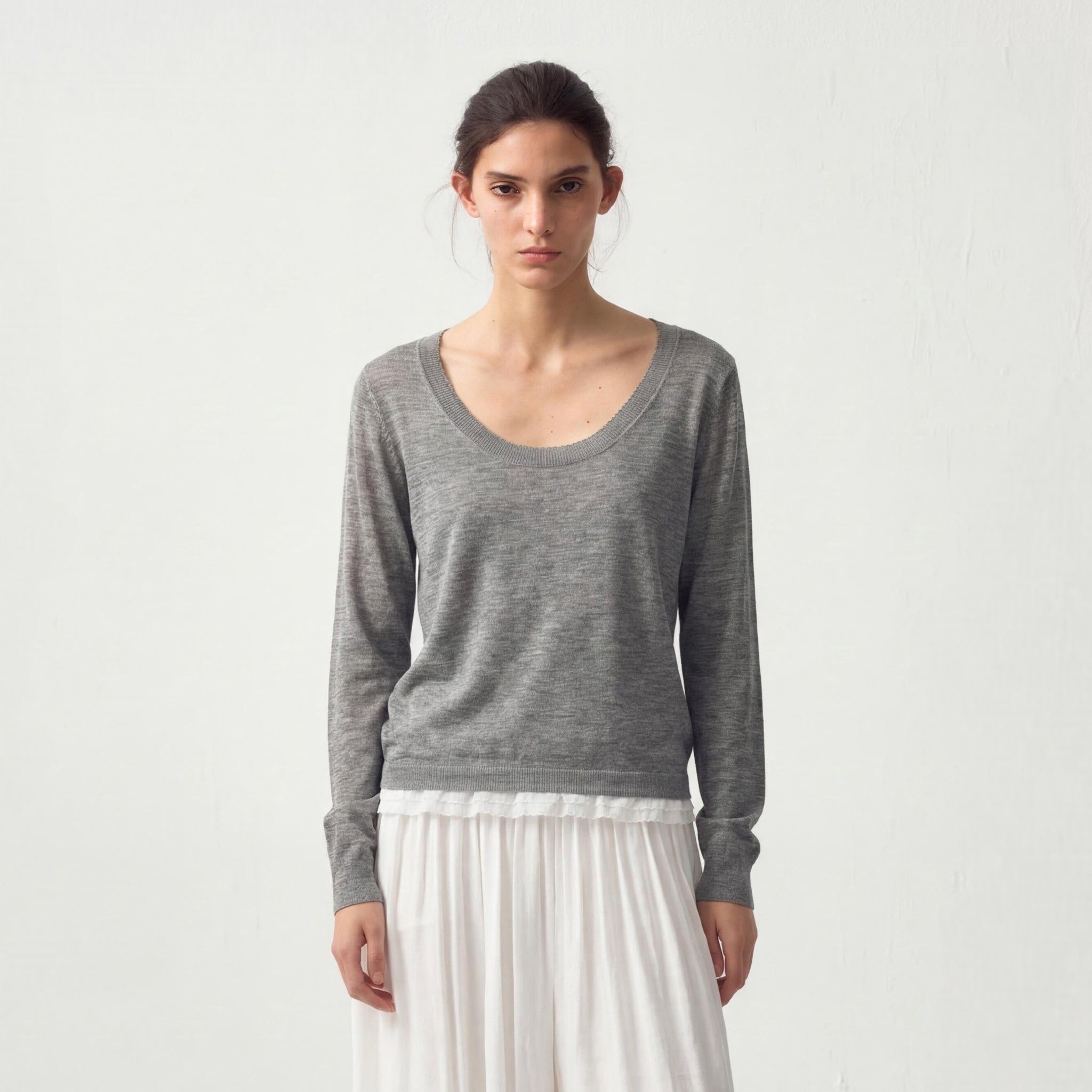 CUBIC Lace Trim Cropped Knit Top-4