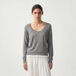CUBIC Lace Trim Cropped Knit Top