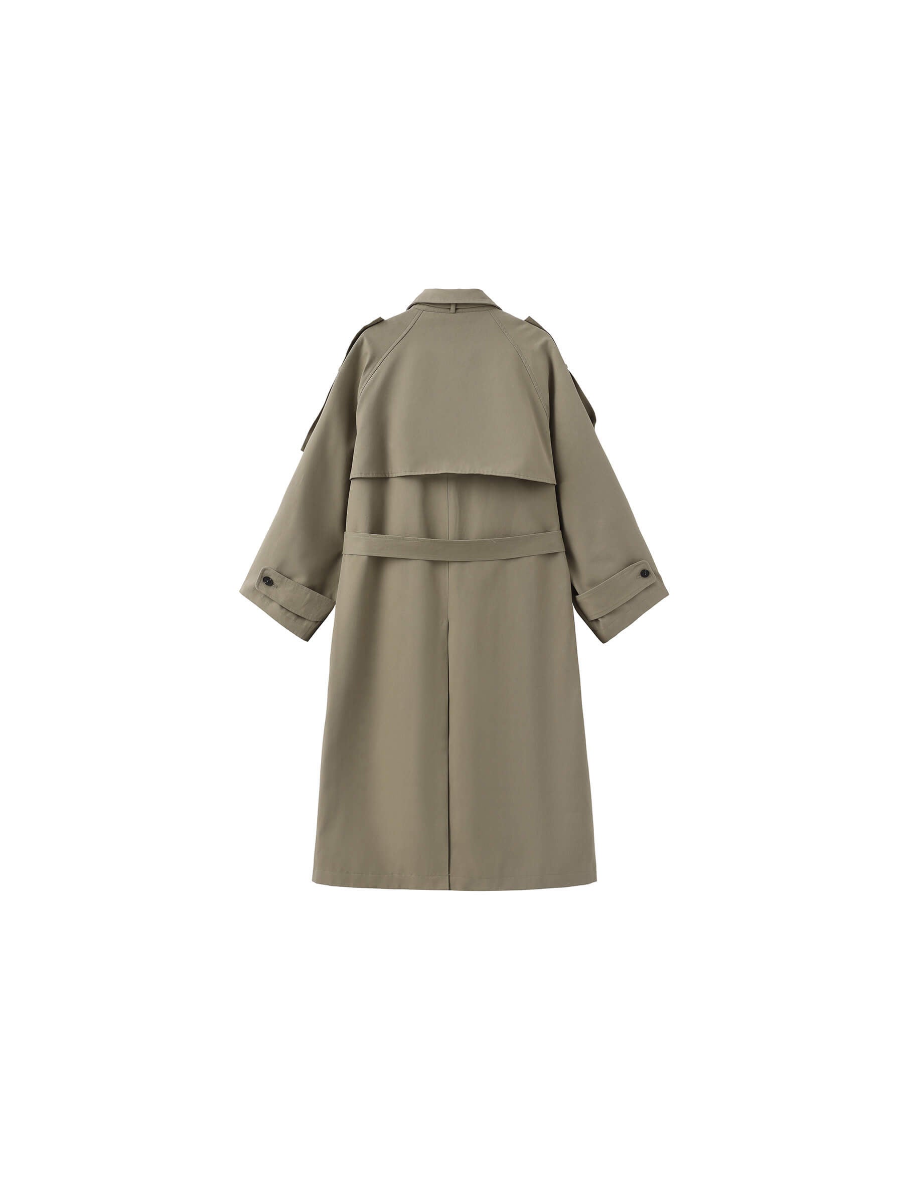 100% Cotton Oversized Mid-Length Raglan Sleeve Trench Coat-9