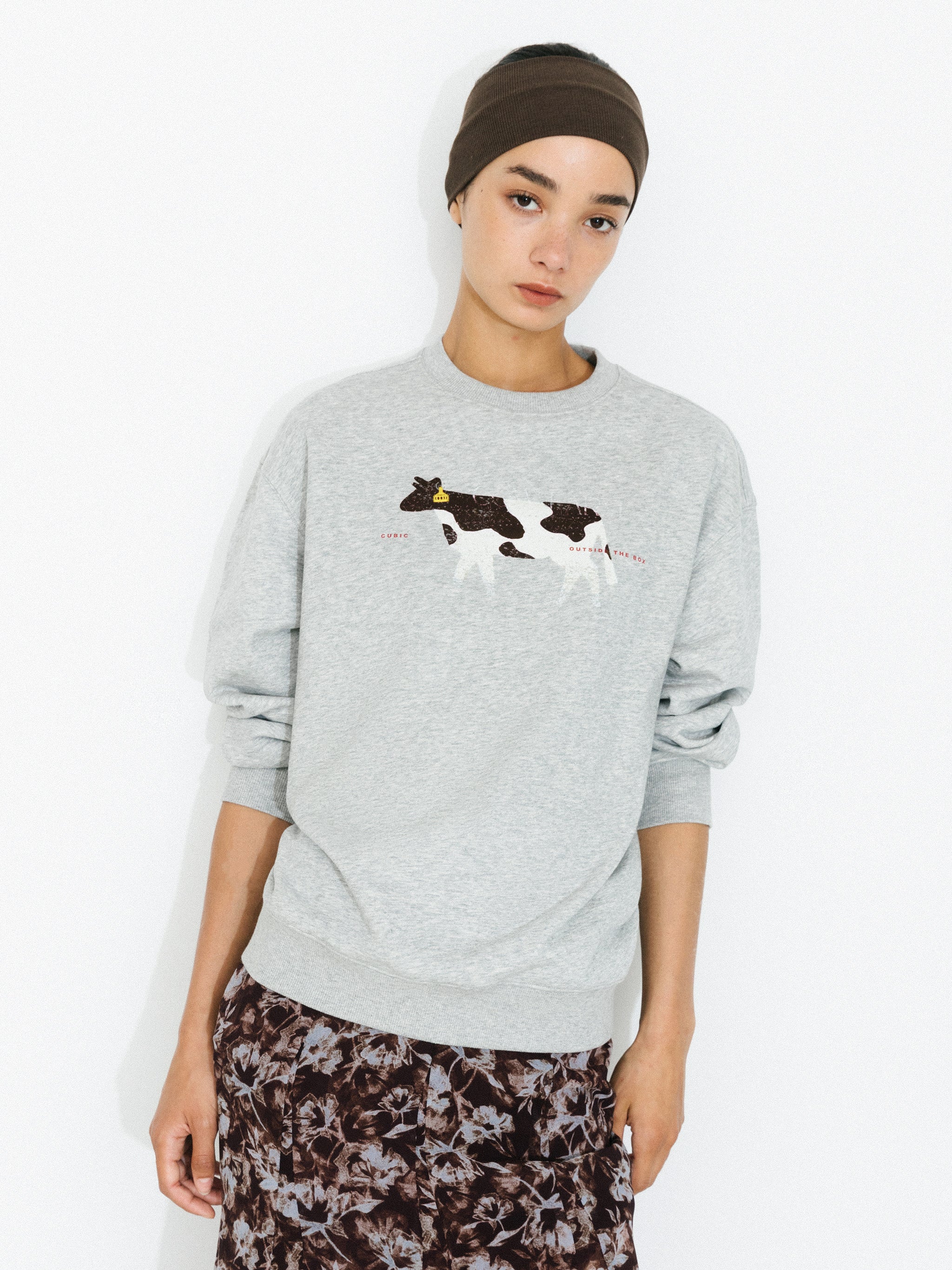Cow Print Oversized Sweatshirt-8