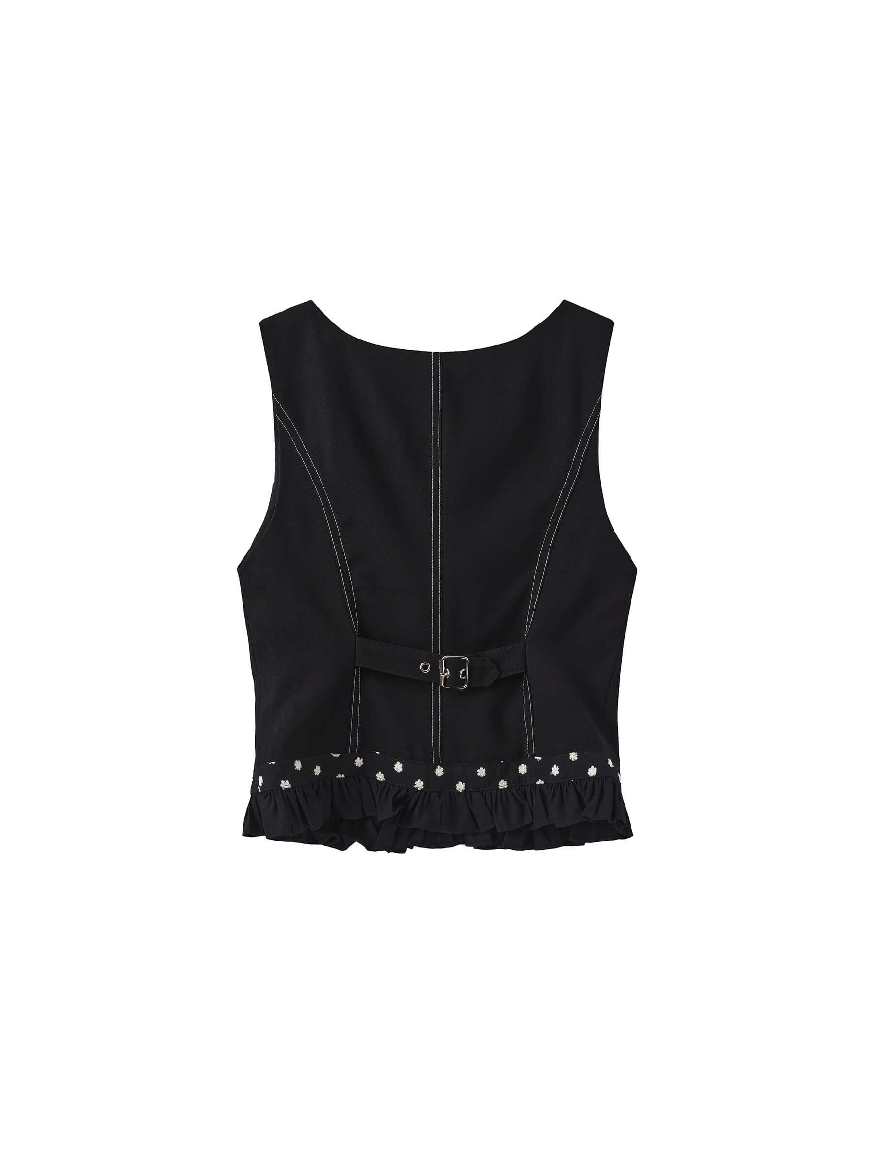 Buttoned Sleeveless Color-Block Lace Vest-9