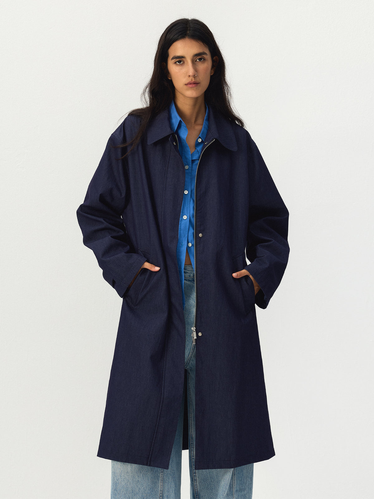 CUBIC Relaxed Point Collar Trench Coat-8