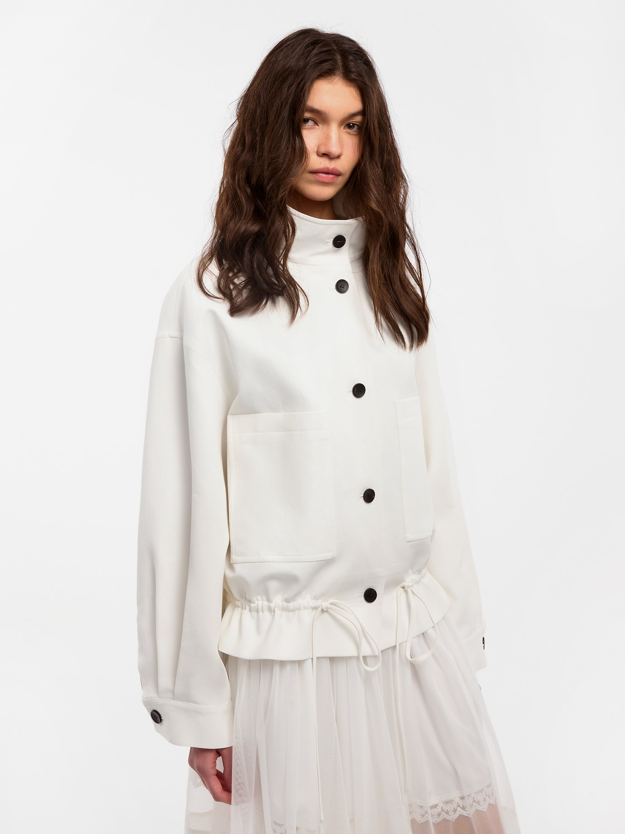 CUBIC Lyocell Drawstring Short Trench Coat-8