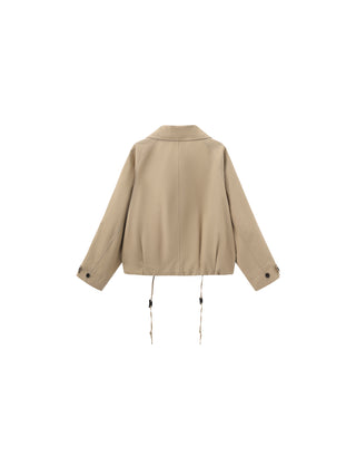 Cropped Drawstring Trench Jacket