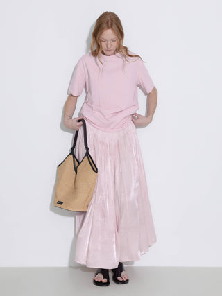 Oversized Round Neck Short Sleeve Pleated Dress