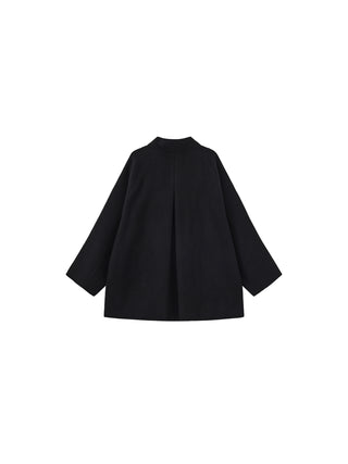 Wool Blend Stand-Collar Mid-Length Coat