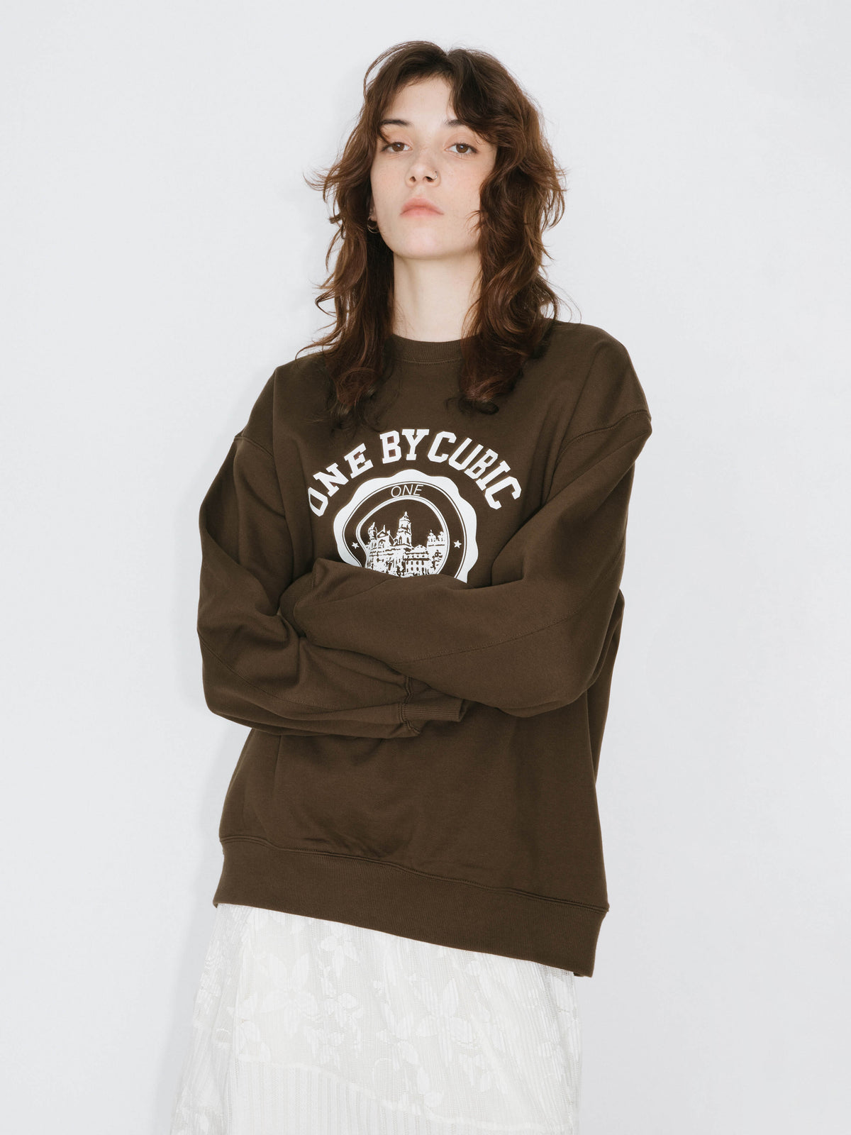 ONE BY CUBIC Oversized Crew Neck 100% Cotton Sweatshirt-2