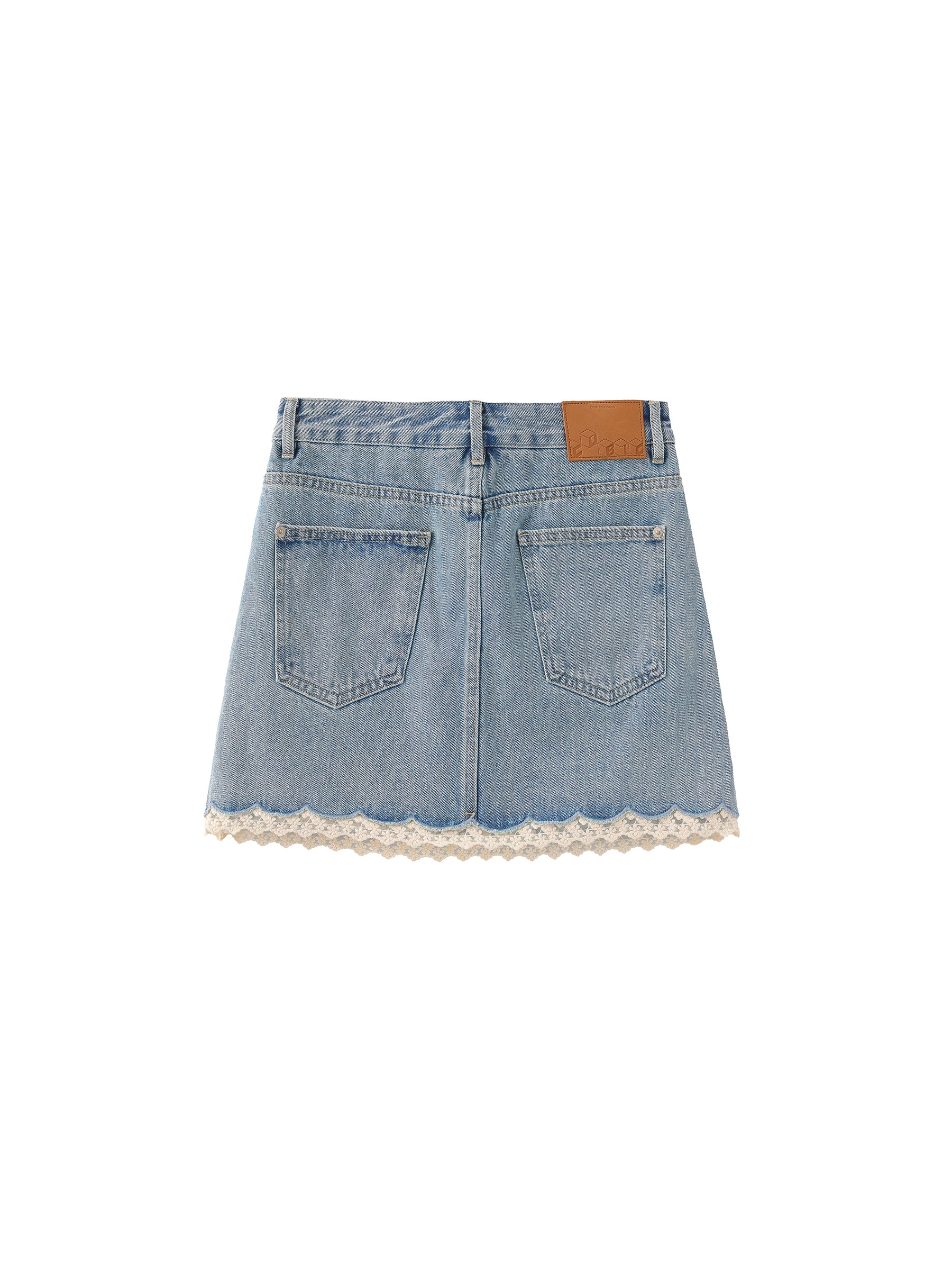 Lace Panelled Denim Skirt-8