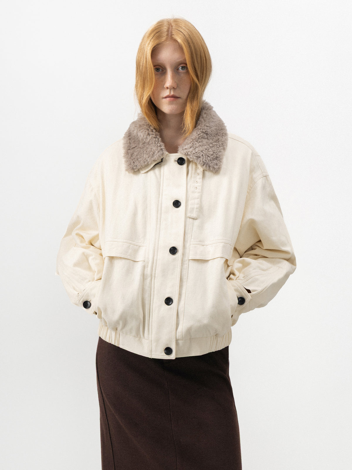 CUBIC Detachable Faux-Fur Collar Down Jacket-8