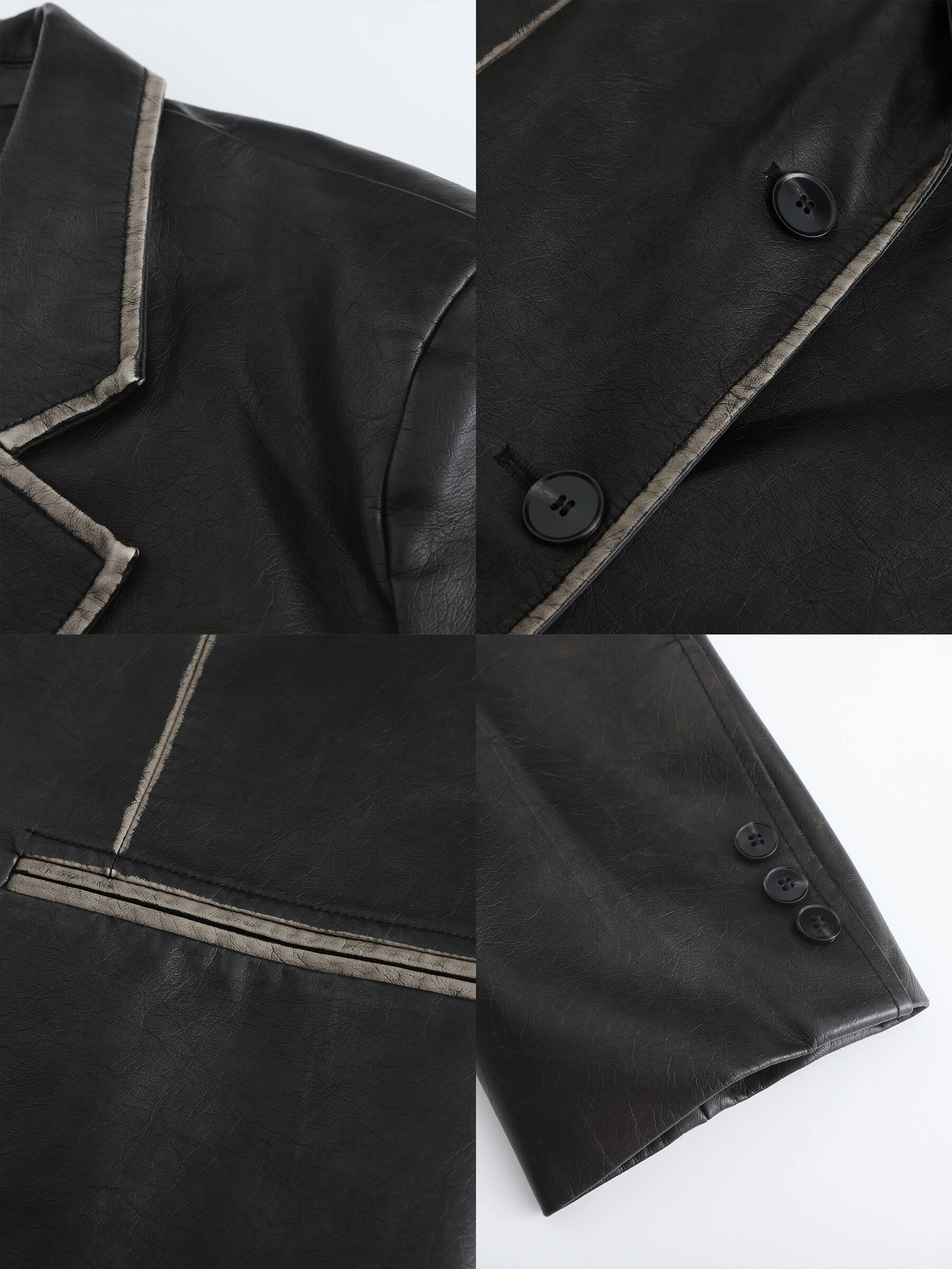 Black Faux Leather Tailored Suit-9